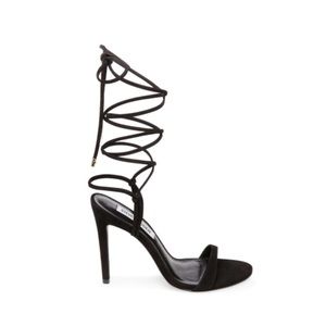 Steve Madden Level Black Nubuck Lace Up Heels